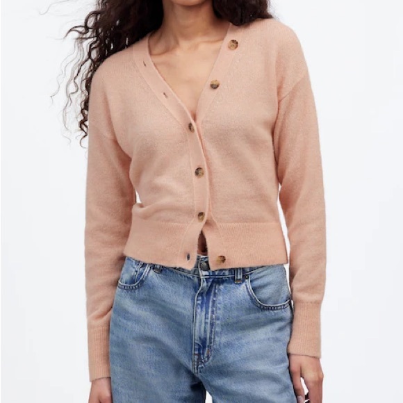 Madewell Sweaters - NWT Madewell Alpaca-Blend V-Neck Cardigan Sweater Women’s Small Pale Blush Pink